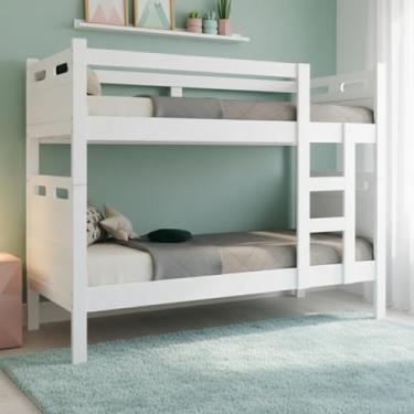 Imagem de Beliche Multifuncional 2 em 1 Solteiro Vira Duas Camas Confortáveis e Reforçadas (Branco)