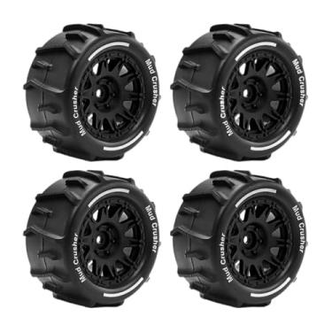 Imagem de JunZheHub Pneus RC em Escala 1/18, Pneus de Controle Remoto, Rodas, Acessórios Leves, Instalação Rápida, Peças de Reparo Resistentes, Preto