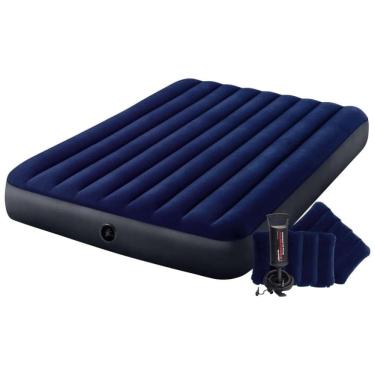 Imagem de Colchão Inflável Queen com Bomba de Ar e Travesseiros Inclusos, Até 272 kg, INTEX 68765E, Azul