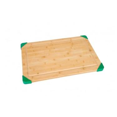 Imagem de Lipper International Tábua de corte de madeira de bambu com cantos de silicone removíveis e suco embutido para picar carne, frutas ou legumes, 45,7 x 30,5 x 2,5 cm, cantos verdes