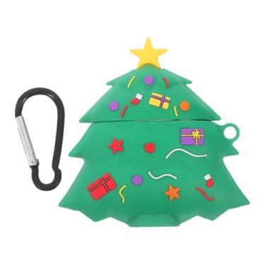 Imagem de Capa de silicone UKCOCO para fone de ouvido com tema natalino em forma de árvore de Natal compatível com AirPods