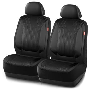 Imagem de Rubbermaid Capas de assento de carro, capas de assento de couro com design acolchoado, capas de assento de carro esportivas à prova d'água, compatível com airbag, ajuste universal para a maioria dos