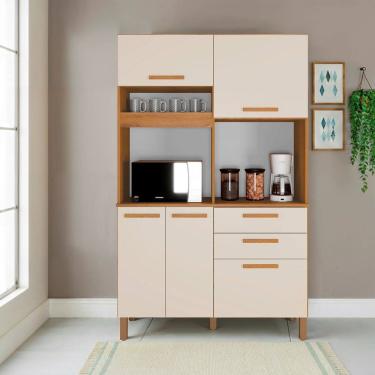 Imagem de Armário de Cozinha 5 Portas e 2 Gavetas 100% Mdf Viena Espresso Móveis Cinamomo/Off White