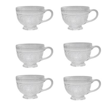 Imagem de Conjunto Com 6 Xícaras Cristal Mandala Com Alça Vidro Café - Lyor