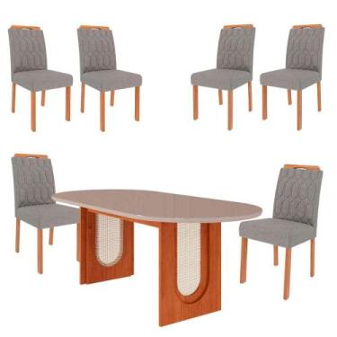 Imagem de Conjunto de Jantar Mesa Valentina 2,10 OVAL com 6 Cadeiras Paola Wood 