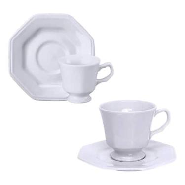 Imagem de Kit 12 Xícaras Chá E Café C/ Pires Prisma Porcelana Schmidt - Porcelan