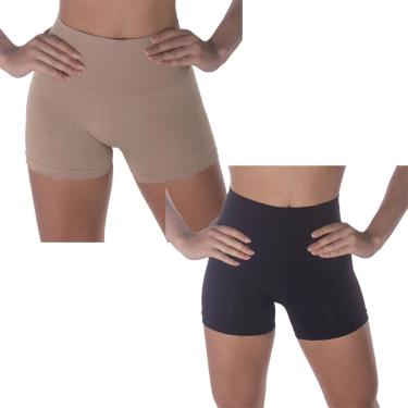 Imagem de Kit 2 Calcinhas Boxer Selene Redutora Sem Costura Feminino - Preto e Nude