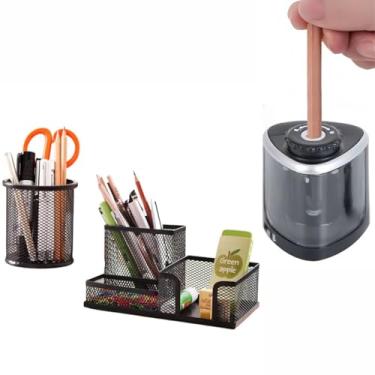 Imagem de Kit Apontador Elétrico Portátil Para Lápis de (6 8 mm) e Kit de 2 Itens de Organizadores de Canetas, Lápis, Postit , Tesouras, Grampos entre outros