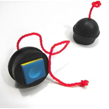 Imagem de Suporte de giz para taco de bilhar, suporte de giz antiderrapante com ponta de taco de bilhar com cordão para sinuca, 2 peças (preto)