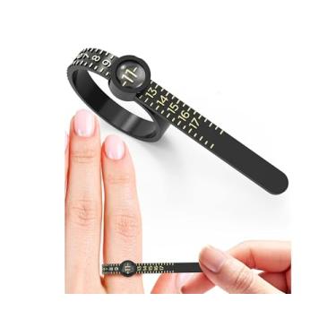 Imagem de Ferramenta de medição de tamanho de anel com lupa, medidor de anel de plástico e RingSizer, leitura clara e intuitiva 1-17