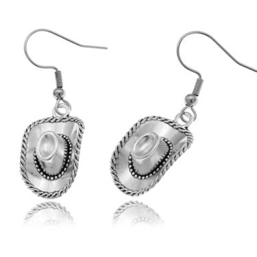 Imagem de Chapéu de vaqueira ocidental oeste Texas Spur brincos pendentes rodeio boho fantasia fantasia cowboy country concerto roupa, One size, Liga de aço, Sem pedra preciosa