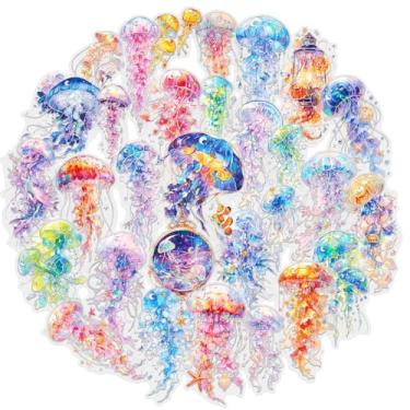 Imagem de Pacote de adesivos transparentes de 50 peças de scrapbook de animais subaquáticos para cadernos de arte e artesanato