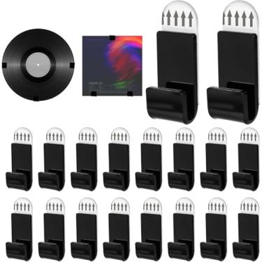 Imagem de Prateleira de parede para disco de vinil, 18 peças, suporte de disco de vinil sem pregos, autoadesivo, suporte de armazenamento de álbum de acrílico para coleção, revista, cartão de CD, decoração de