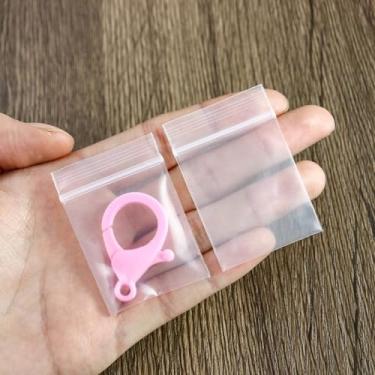 Imagem de 100 peças de mini sacos de plástico com zíper, 3,8 x 4,97 cm, sacos de poliéster resseláveis transparentes, pequenos sacos ziplock para anéis de joias, botões de pílulas, 8 mm de espessura