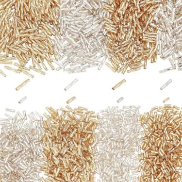 Imagem de 1600 peças, 4 tamanhos, pingentes de corneta, de vidro, 5/6/9/12 x 2 mm, berloques de tubo metálico, para artesanato, artesanato, artesanato, roupas de costura, dourado e prata