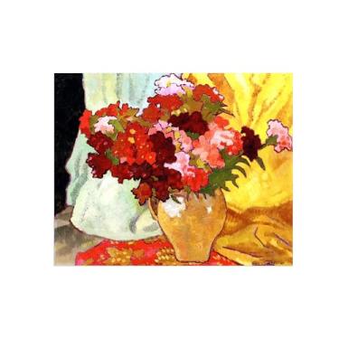 Imagem de Pôster e impressões em tela de flores vintage - reprodução de pintura de arte de parede famosa - vaso de flores - imagens para sala de estar 60 x 75 cm 24 x 29 pol sem moldura