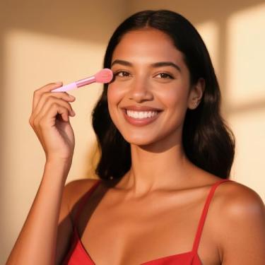 Imagem de Conjunto de 13 pincéis profissionais de maquiagem, pincel de mistura de base, pincéis de maquiagem para sombra de rosto (rosa)