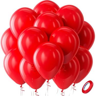 Imagem de Balões vermelhos de látex para festa - Pacote com 100 balões redondos de hélio de 30,5 cm para formatura, aniversário, festa de Halloween, pano de fundo, formaturas, decorações de despedida 2025