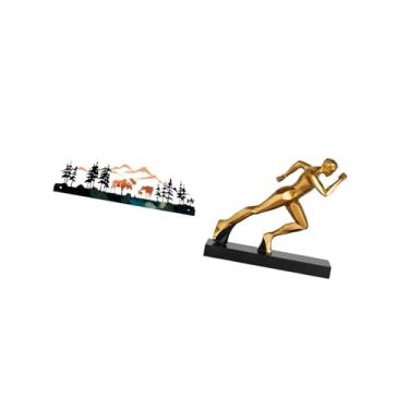 Imagem de Fenteer Escultura de Parede de Corredor de Veado, Estatueta Moderna Pendurada para Cerca de Jardim, área Externa, Interna, Entrada, Mesa, Decoração de