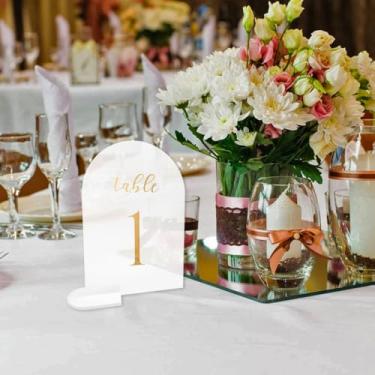 Imagem de Generic Placas de mesa de casamento 0-15, 12 x 17 cm, porta-cartões de lugar, porta-fotos para centros de mesa, recepção de casamento, festa, aniversário