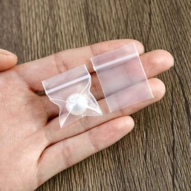 Imagem de 100 peças de mini sacos de plástico com zíper, sacos de poliéster transparentes resseláveis de 0,98 x 3,5 cm, pequenos sacos ziplock para anéis de joias, botões, 8 mm de espessura