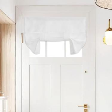 Imagem de Cortina de porta francesa, cortina de janela pequena de mistura branca para cozinha, clínica, café, sala de aula, porão, janela de porta de fácil instalação, 1 painel