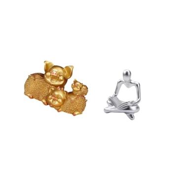 Imagem de Fenteer Escultura de Resina Do Pensador Suíno Afortunado, Estatueta Animal Abstrata Moderna, Ornamento Criativo de Mesa para Estante, Decoração de Peça Centra