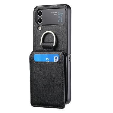 Imagem de Adequado para Samsung ZFlip5 Lychee padrão dedo anel carteira caso inserir titular do cartão hardware fivela caso do telefone, T1, Para Samsung Z Flip 4