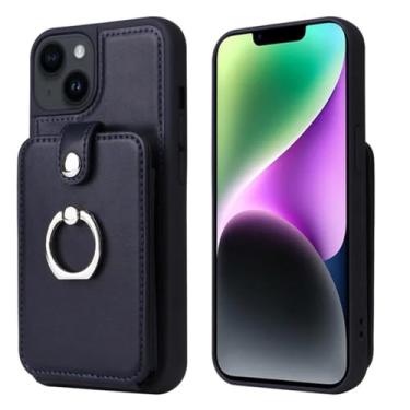 Imagem de Cartões verticais Solt Carteira de couro com suporte de anel para iPhone 14 15 Pro Max 13 12 11 XR XS X 7 8 SE 2022 Bolsa de pele capa de bolso, safira, para iPhone SE2020