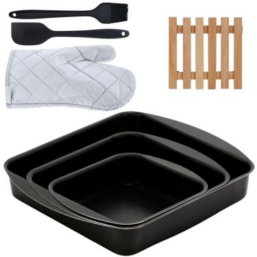 Imagem de Assadeira 3 Pçs + Descanso Panela + Pincel + Espátula +Luva