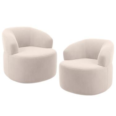 Imagem de Kit 02 Poltronas Giratória Orgânica Para Sala de Estar Living Helena L