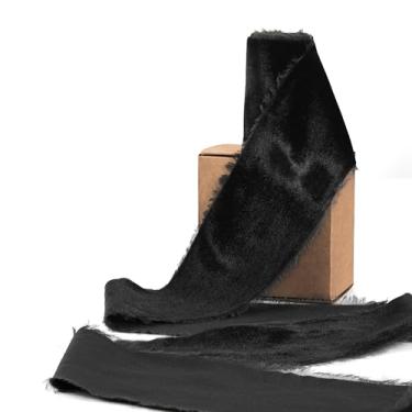 Imagem de Simplegoal Fita de veludo preta desgastada para embrulho de presente, 7,5 cm, fita de veludo para decoração de Natal, buquê de flores, projetos de artesanato DIY