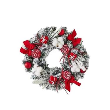 Imagem de Guirlanda de Natal Enfeites Porta de Entrada Charmosa Decoração Tradicional Laço(Vermelho)