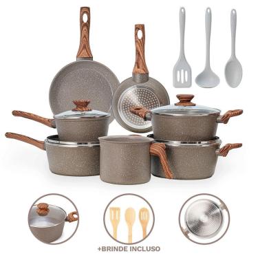 Imagem de Jogo De Panelas 10 Pç 4Mm Cerâmico Premium Indução - Grafito