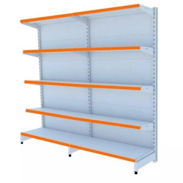 Imagem de Gondola Parede 202 Fit Ate 2 Metros Branco 10 Bandeja Pe Laranja - AMA