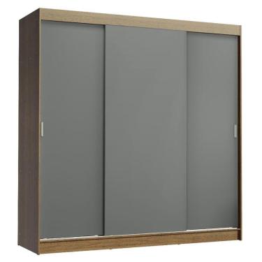 Imagem de Guarda-roupa Casal Madesa Reno 3 Portas Correr Rustic Cinza