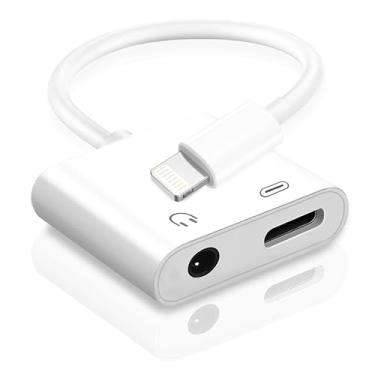 Imagem de Adaptador Lightning para conector de fone de ouvido de 3,5 mm, carregador 2 em 1 certificado Apple MFi e dongle de áudio para iPhone 14/13/12/11/XS/XR, carregar e ouvir, chip DAC, som Hi-Fi, para