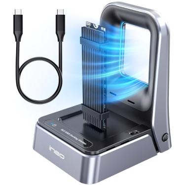 Imagem de ineo Base SSD USB 4.0 M.2 NVMe sem ferramentas com ventilador de refrigeração integrado – Compatível com Thunderbolt 3/4 e USB 4/3/2 [2628 40G]
