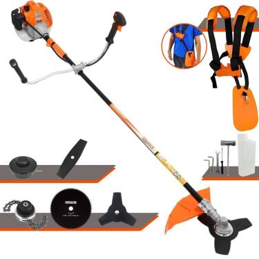 Imagem de Roçadeira Profissional Lateral Vulcan Vr520h À Gasolina 2t 52cc 2,5hp + Faca 2 Pontas 330mm 2,7mm + Faca 80 Dentes 255m