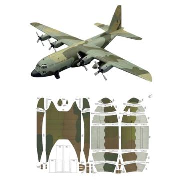 Imagem de MOOKEENONE 1:50 DIY Handcraft Paper USAF C-130 Hercules Transport Aircraft Model Simulation Aircraft Model Aviation Model Aircraft Kits for Collection and Gift (Unassembled Kit )