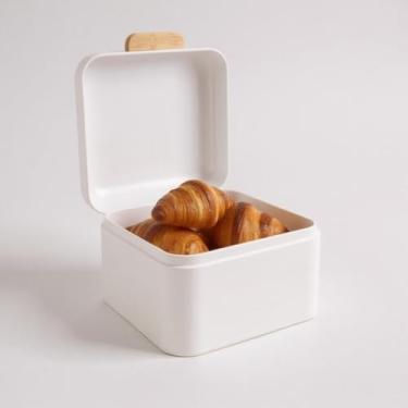 Imagem de Porta Mantimentos Retangular Pão Bread Tampa Aço Galvanizado 34x18cm Organização Cozinha (Aço Quadrado 20 x 14)