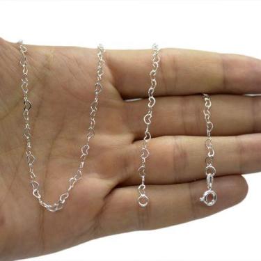 Imagem de Colar E Pulseira De Corações Folheadas A Prata 925 - Papillon Semi Jói