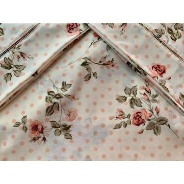 Imagem de Jogo de Lençol Casal Padrão 3 Peças Bolinha Salmão Roupa de Cama 100% 