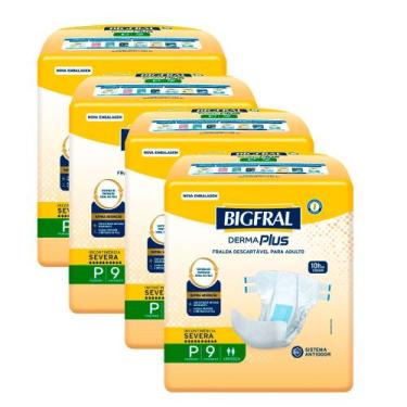 Imagem de Kit 4 Fralda Bigfral Derma Plus P 9 Unidades