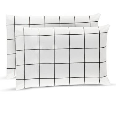 Imagem de Par de Fronhas Algodão Percal 180 Fios Atual 70x50cm Quadriculado - Ca