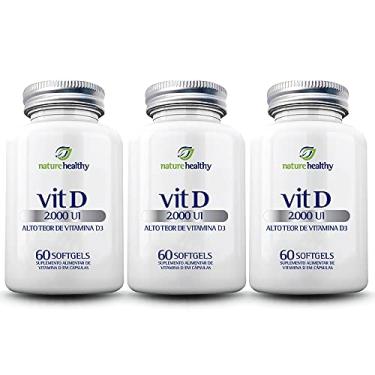 Imagem de COMBO c/ 3 - VITAMINA D 2.000UI c/ 60 NATURE HEALTHY