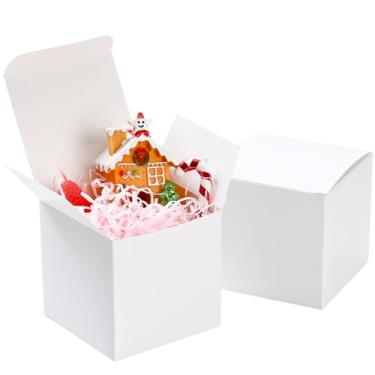 Imagem de Apprabbr Pacote com 200 caixas de presente em forma de pressão – Mini caixas de presente 7 x 7 x 7 cm com tampas e estojo de biscoito para embalagem de doces e velas - Caixas de cubo de montagem fácil