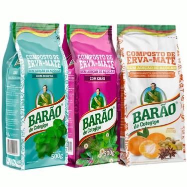 Imagem de Kit 3 Composto de Erva-mate Barão 500g - Chás, Ervas e Menta - Barão d
