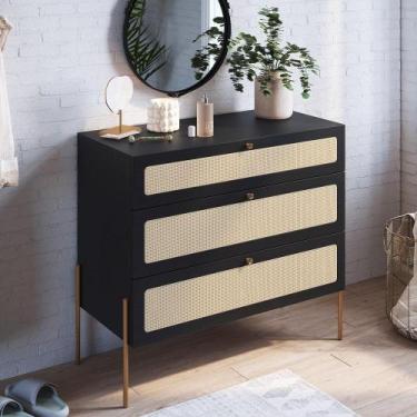 Imagem de Cômoda Com 03 Gavetas Para Quarto Closet Industrial Indy A03 Nero Dour