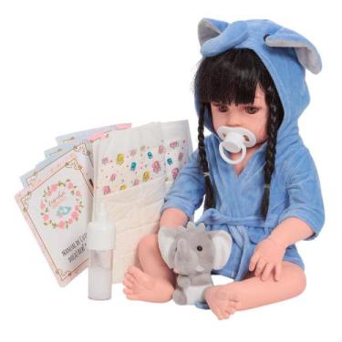 Imagem de Bebê Reborn Boneca Realista De Silicone Roupão Elefante - Cegonha Rebo